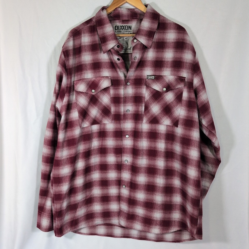 Dixxon Mens Flannel Shirt Size 2X Limited Edition Badwood Relaxed Fit Pearl Snap